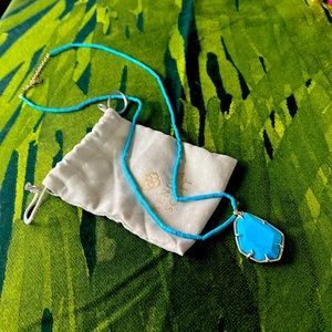 Kendra Scott long Turquoise pendant necklace beaded chain NWOT